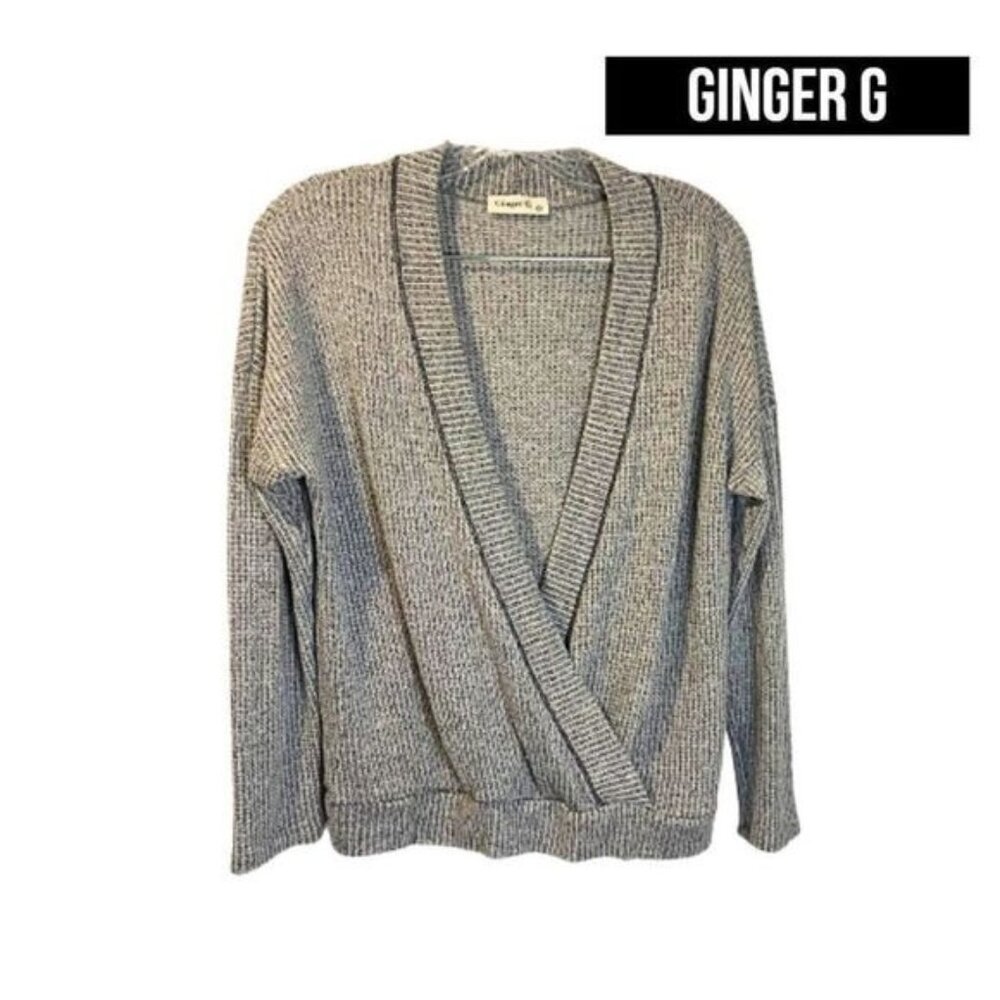 Women's Sexy Deep V Cross Neck Sweater Knit Long Sleeve Faux Wrap top‎ blouse